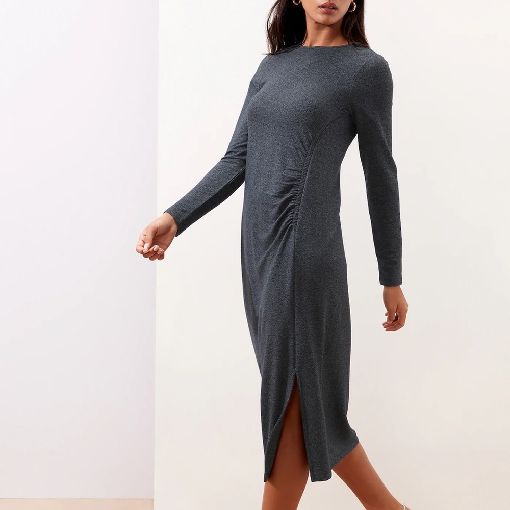 Banana Republic Knit Ruched Midi Dress - Blue